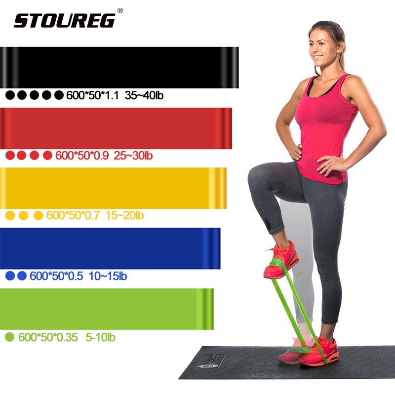 5 Levels Yoga Resistance Rubber Bands Sport Training Workout Loops Latex Elastic Bands Fitness Equipment 0.35-1.1mm